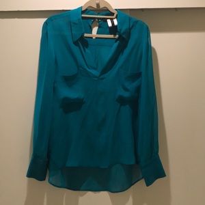Teal silk top